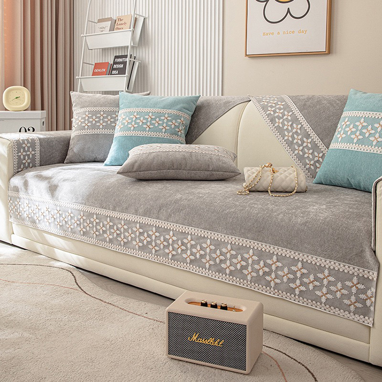 Bìa ghế sofa Chenille được thêu